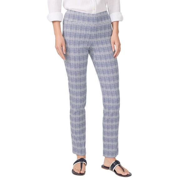 J. McLaughlin Women's Size 4 Blue and White Print Maisie Pull-On Ankle Pants - Picture 1 of 11
